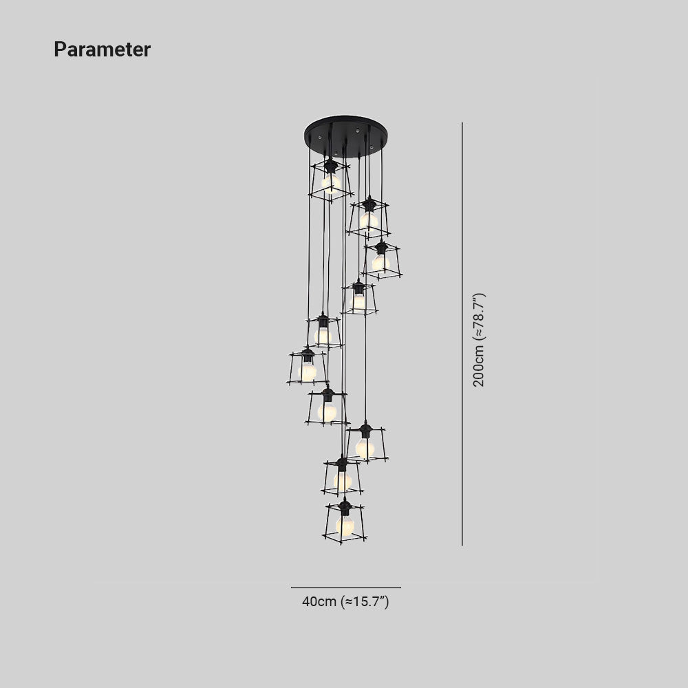 Alessio Minimalistische Käfig Pendelleuchte Wohnzimmer, Schwarz