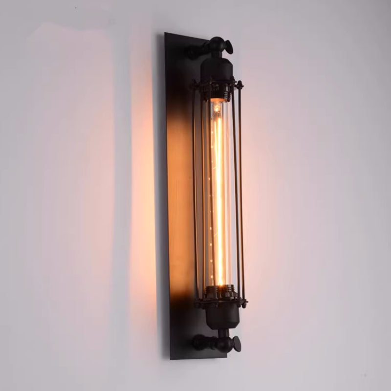 Flur LED Schwarz/Gold Vintage Wohnzimmer Metall Las Wandleuchte | Sola