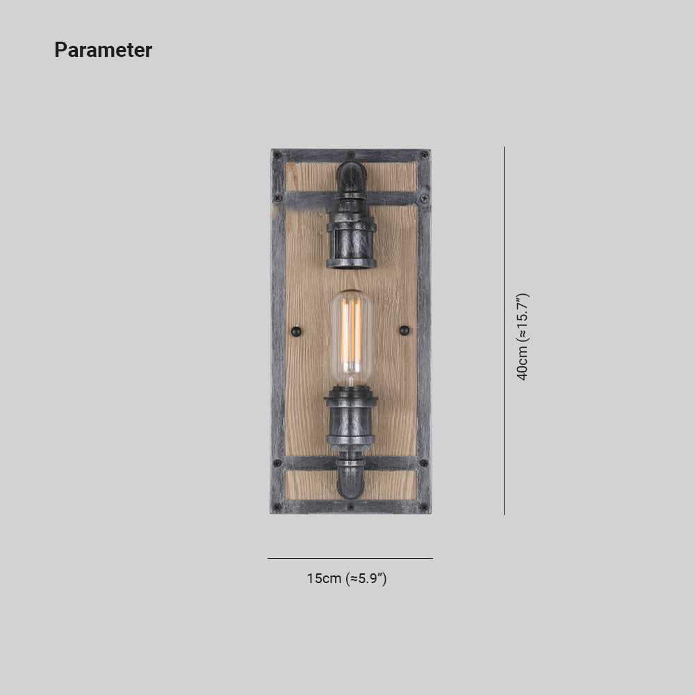 Alessio Industrial LED Wandlampe Schwarz Holz Schlaf/Arbeitszimmer