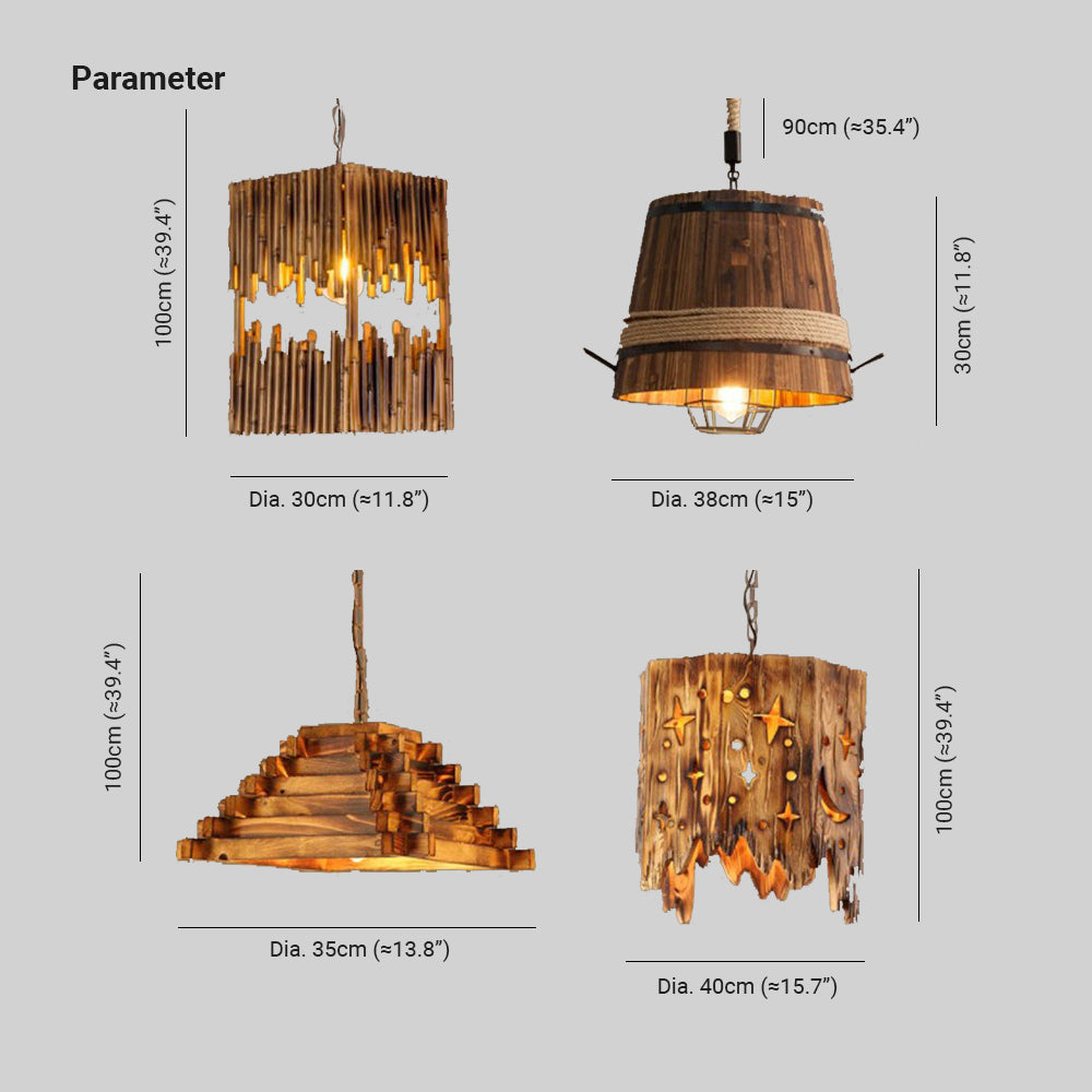 Austin Designer LED Pendelleuchte Holz Bar Theke Esszimmer