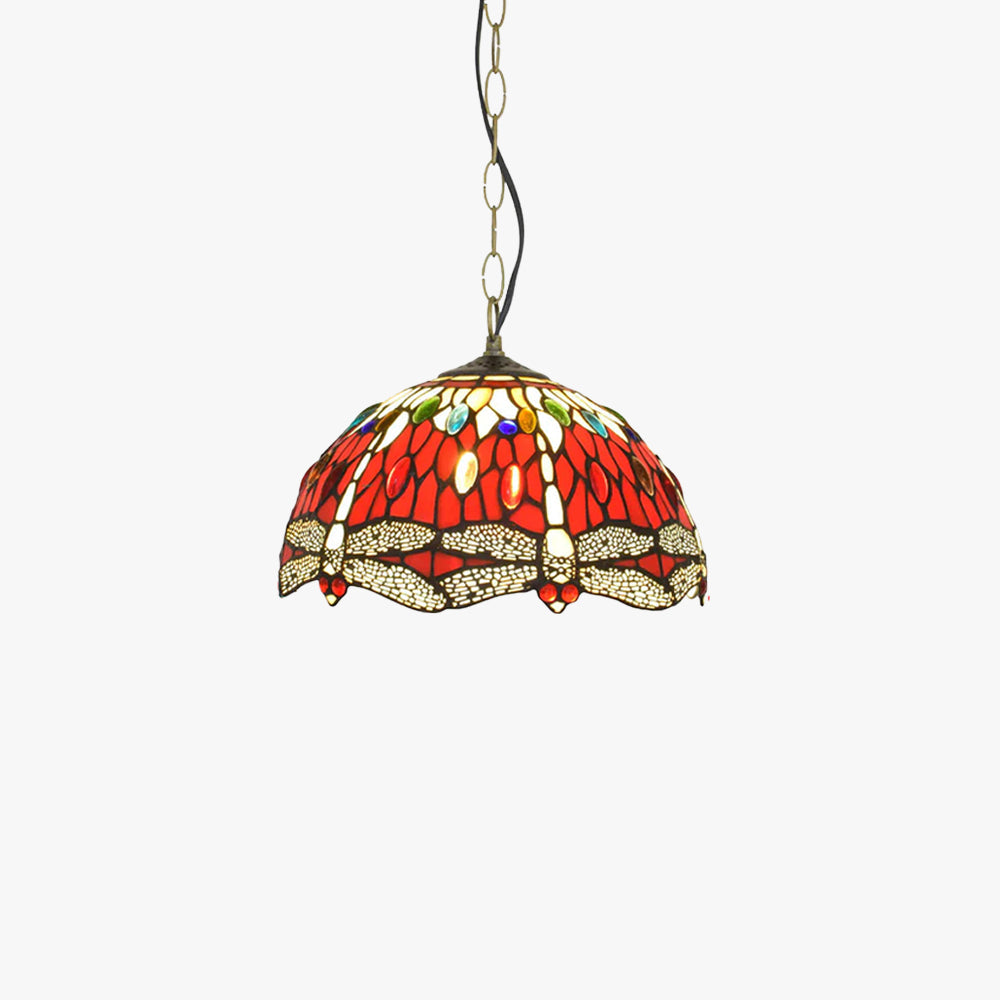 Eryn Vintage LED Pendelleuchte Rotes Glas Wohnzimmer/Schlafzimmer