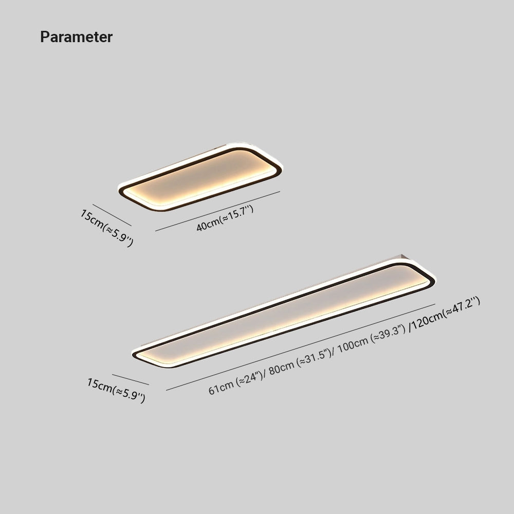 Edge Modern LED Rechteckig Deckenleuchte Wohn/Schlafzimmer Schwarz Metall&Silikon