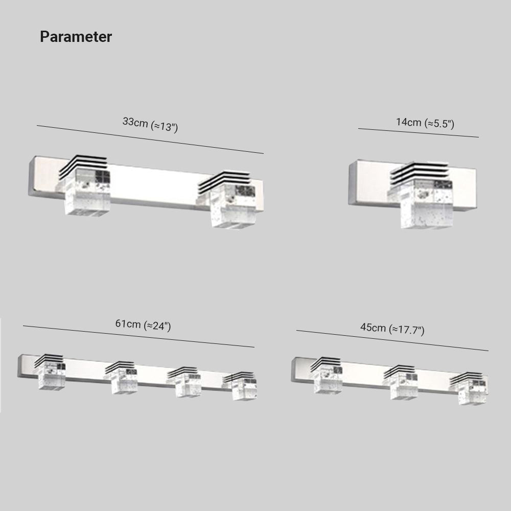 Leigh Modern Quadratisch LED Wandleuchte Silber Schlaf/Badezimmer Metall Kristall