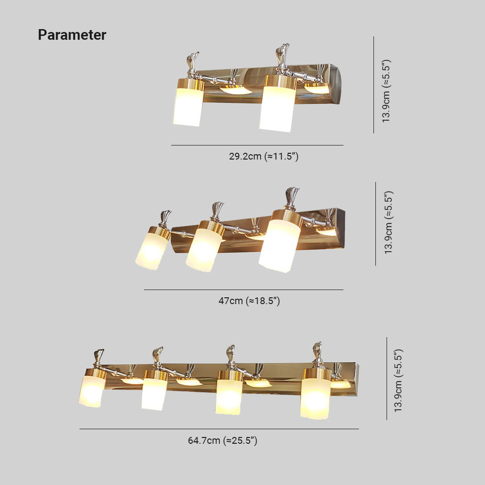 Leigh Moderne Zylindrisch LED Wandleuchte Gold Badezimmer Metall Acryl 2/3/4 Licht