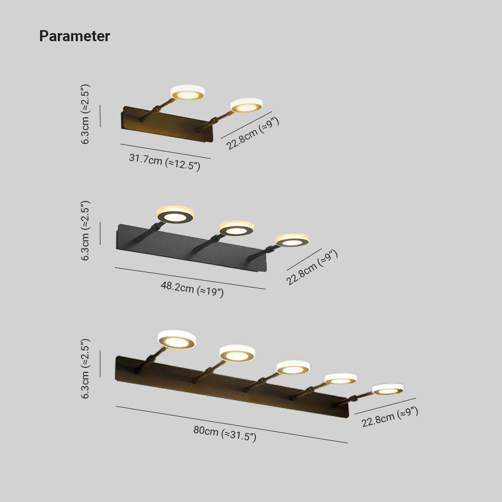 Leigh Modern Rund LED Wandleuchte Schwarz Bade/Schlafzimmer Metall Acryl 2/3/5 Leuchten