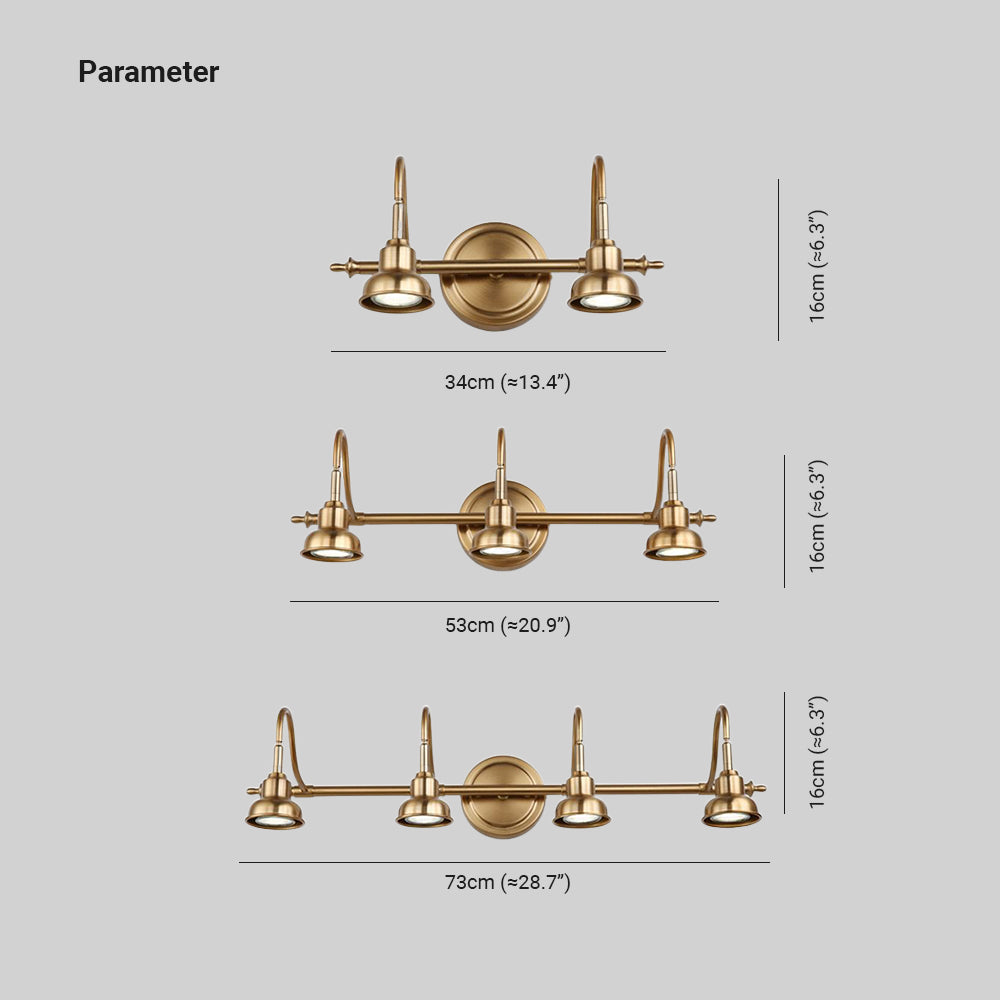 Eryn Vintage Runde LED Wandleuchte Gold Bade/Schlafzimmer Metall 2/3/4 Leuchten