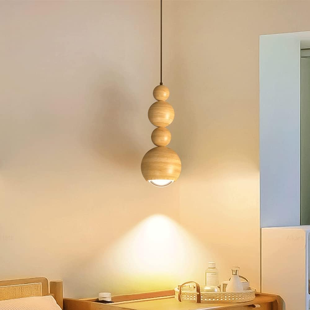 Muto Vintage LED Pendelleuchte Weiß/Holz Metall Wohnzimmer
