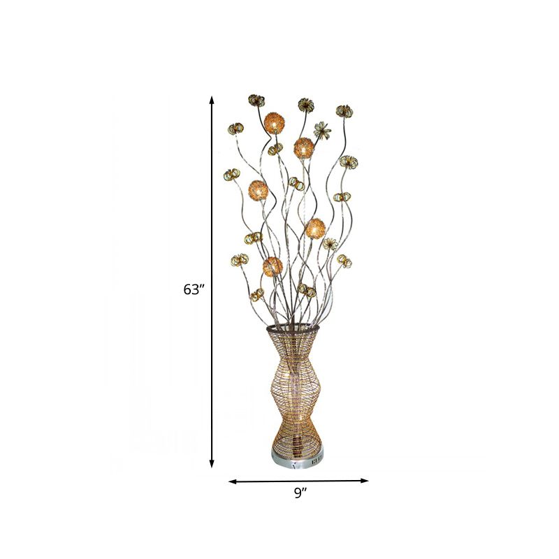 Bella Art Deco Stehlampe Vase, Gold, Wohnzimmer, Metall
