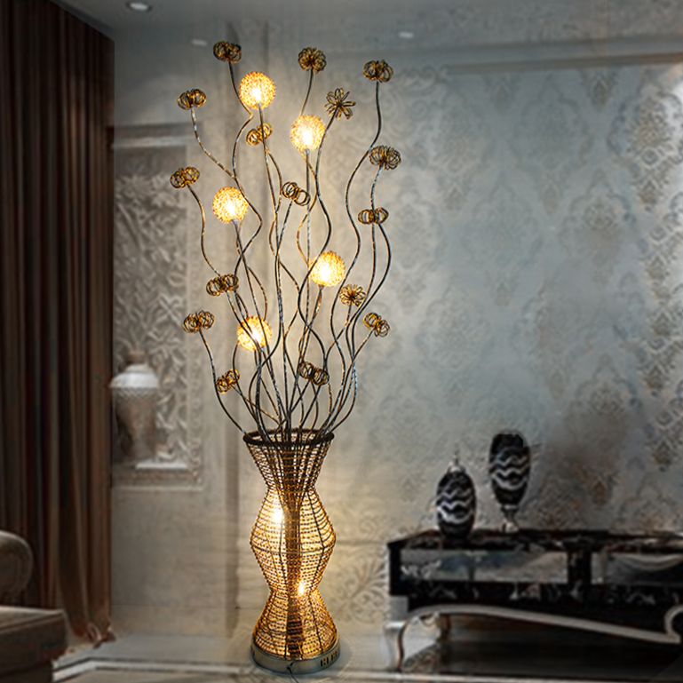 Bella Art Deco Stehlampe Vase, Gold, Wohnzimmer, Metall