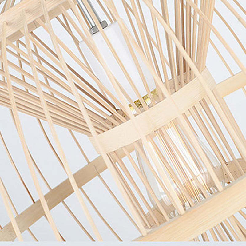 Muto Rattan Bambus Deckenleuchte, Kugelförmig, LED, Wohnzimmer