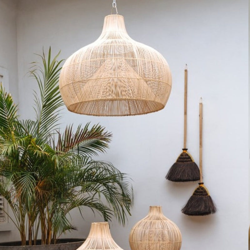 Muto Vintage Handgemacht Rattan Pendelleuchte Wohnzimmer