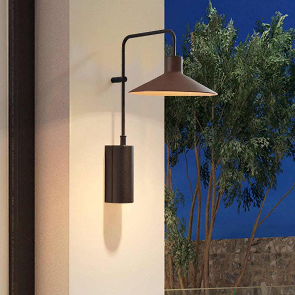 Carins Modern Minimalist Wide Cone Shape Metal Outdoor Waterproof Wall Lamp, Kaffee/Grün