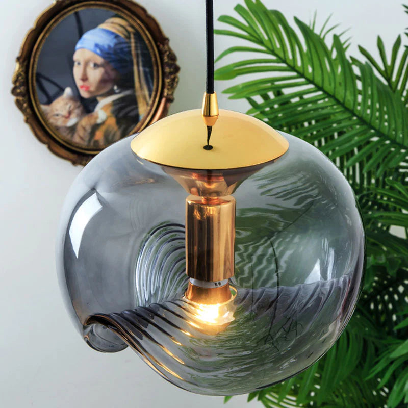 Hailie Design LED Globe Pendelleuchte Schwarz Glas Bar Theke