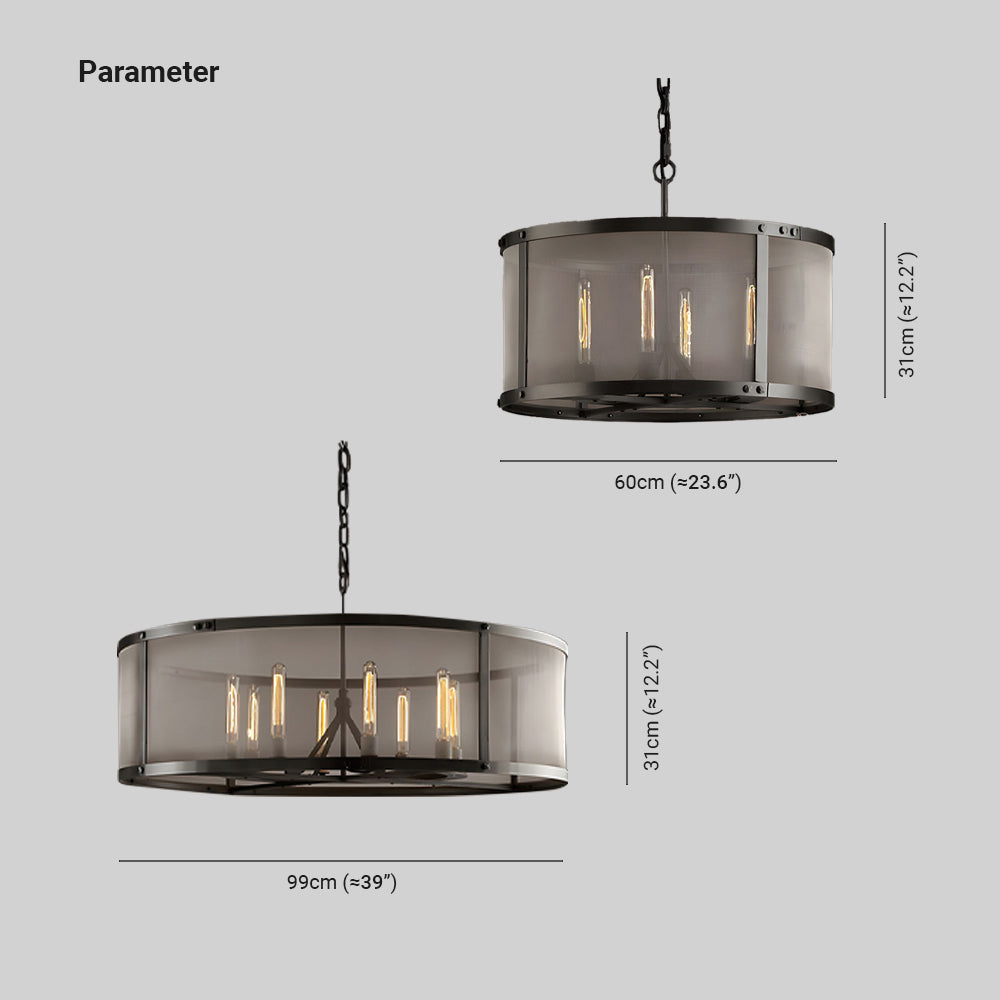 Cooley Industrielle Metall Trommel Pendelleuchte, Schwarz