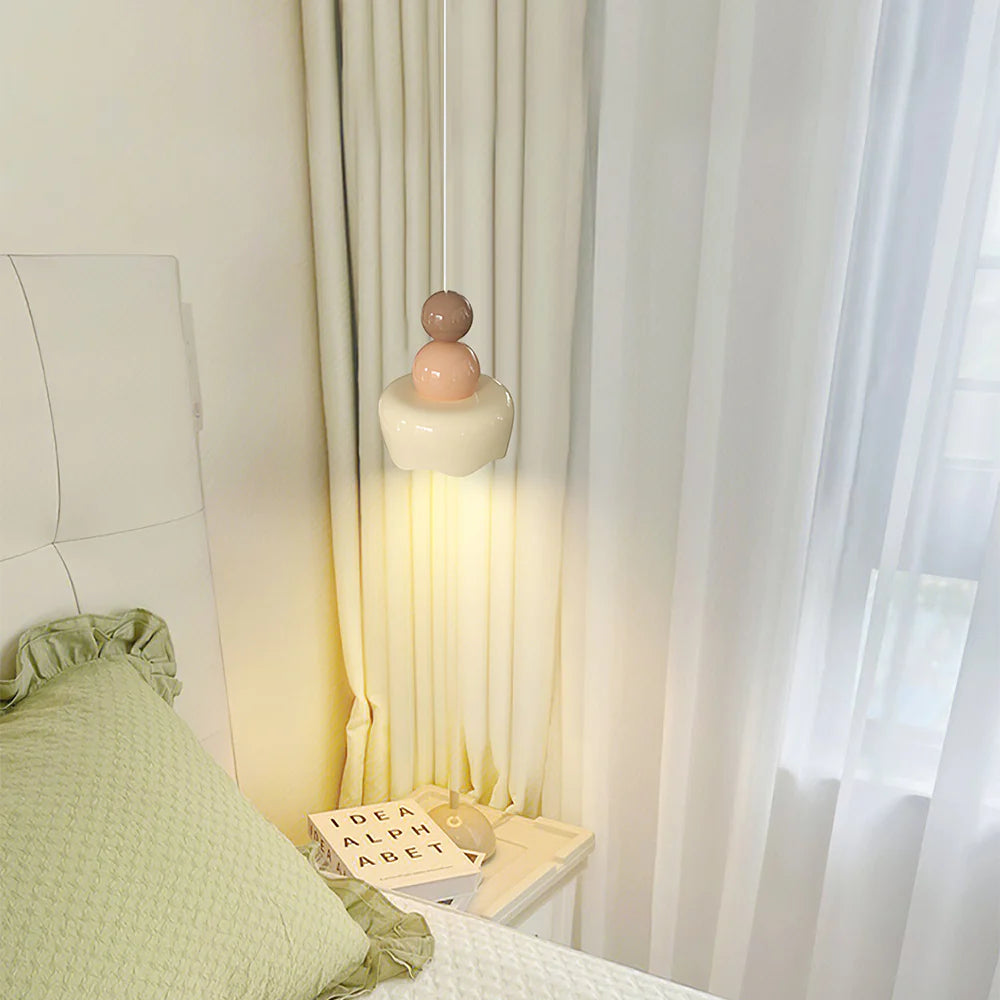 Morandi Design LED Pendelleuchte Creme Harz Schlaf/Wohnzimmer