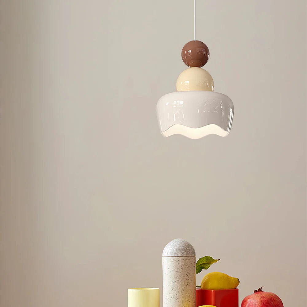 Morandi Design LED Pendelleuchte Creme Harz Schlaf/Wohnzimmer