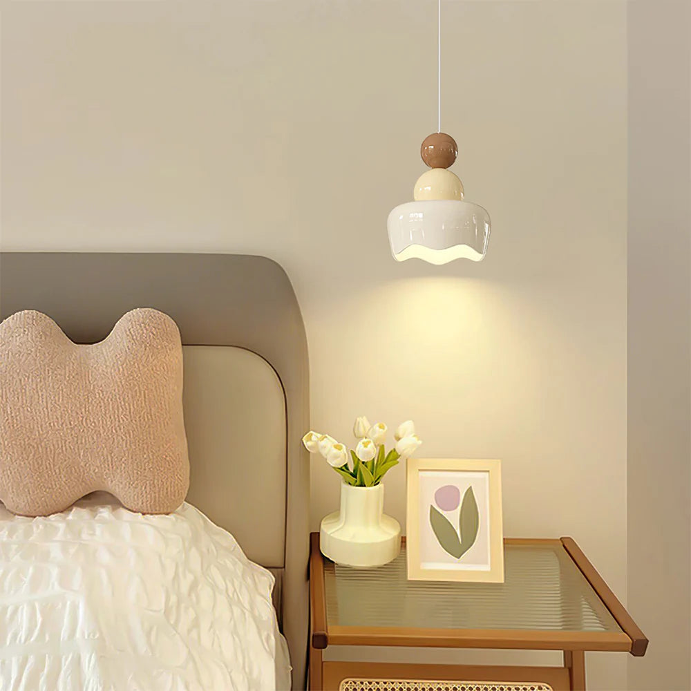 Morandi Design LED Pendelleuchte Creme Harz Schlaf/Wohnzimmer