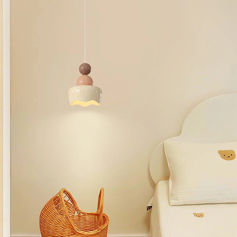 Morandi Design LED Pendelleuchte Creme Harz Schlaf/Wohnzimmer