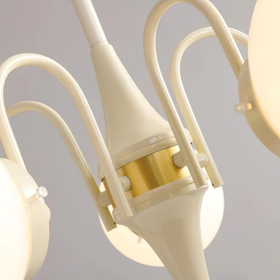 Valentina Französisch LED Kronleuchter Milchig Weiß Creme Metall Wohnzimmer
