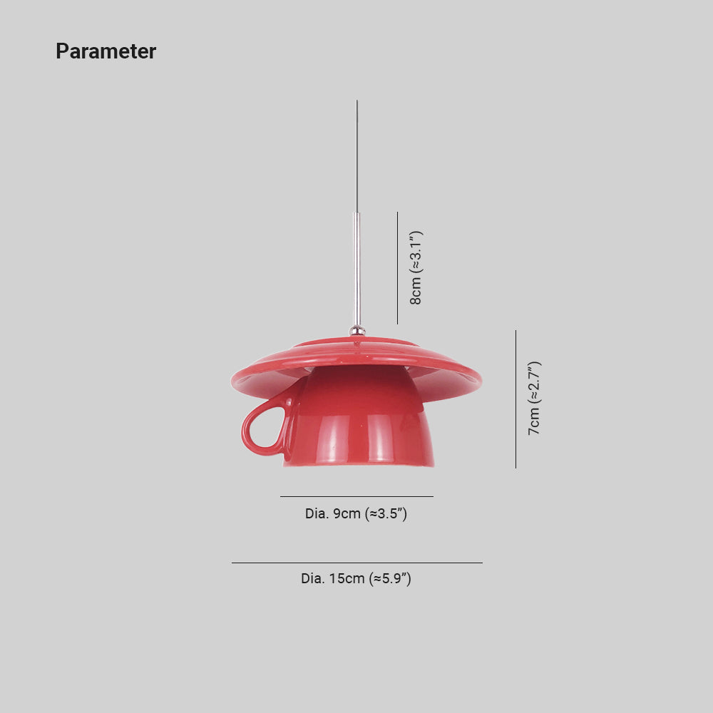 Hailie Moderne bunte LED-Pendelleuchte aus Keramik Tassenform