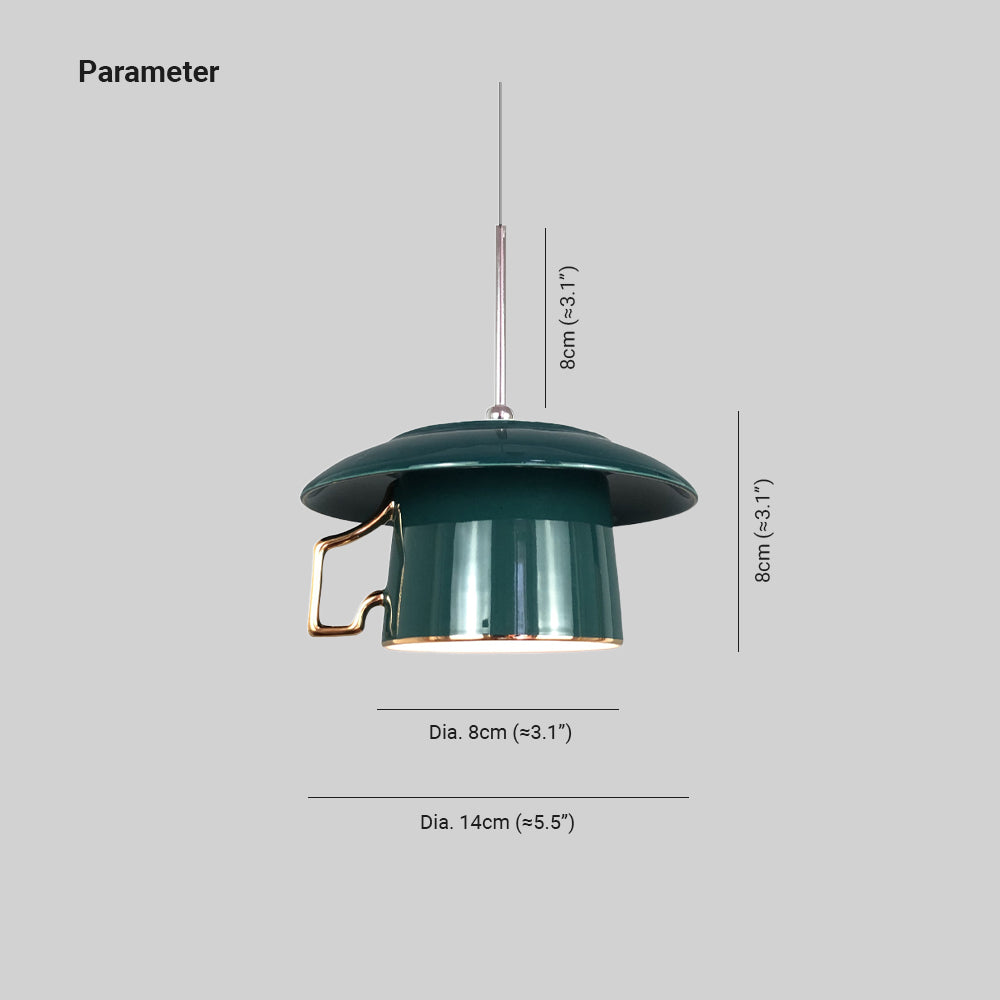 Hailie Quadratischer Griff Cup Keramik LED Pendelleuchte Wohnzimmer