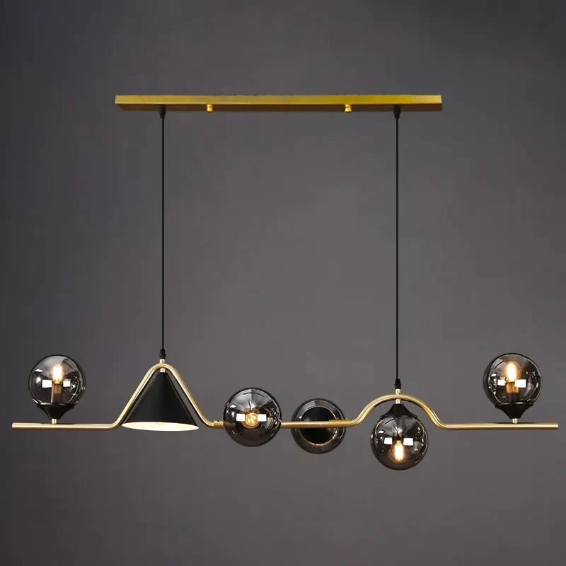 Edge Moderne LED Pendelleuchte Schwarz/Gold Glas Wohnzimmer/Schlafzimmer