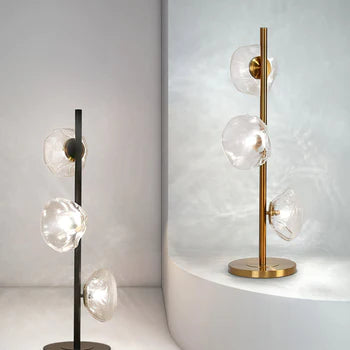 Byres Designer Unregelmäßige Metall/Keramik Tischlampe, Gold/Klar/Grau/Schwarz