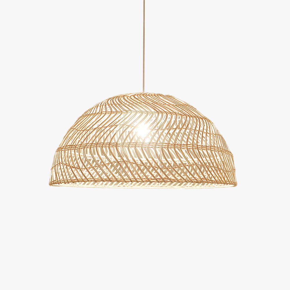 Ritta Retro LED Pendelleuchte Rattan/Metall Schlafzimmer