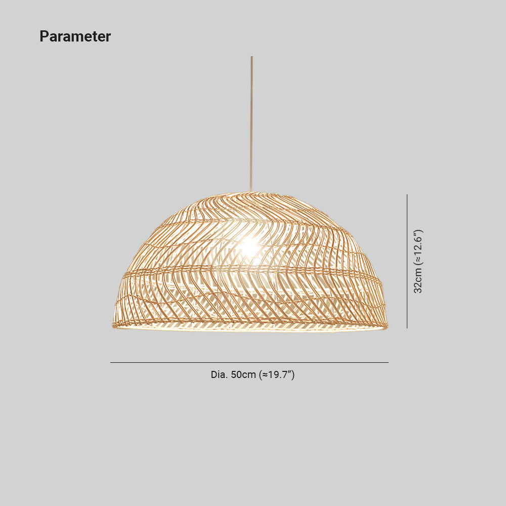 Ritta Retro LED Pendelleuchte Rattan/Metall Schlafzimmer