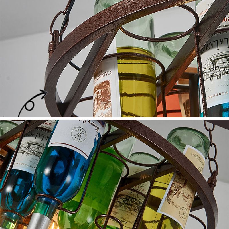 Hailie Antik Pendelleuchte, Weinflasche, Metall/Glas, Farbenfroh, Schlafzimmer