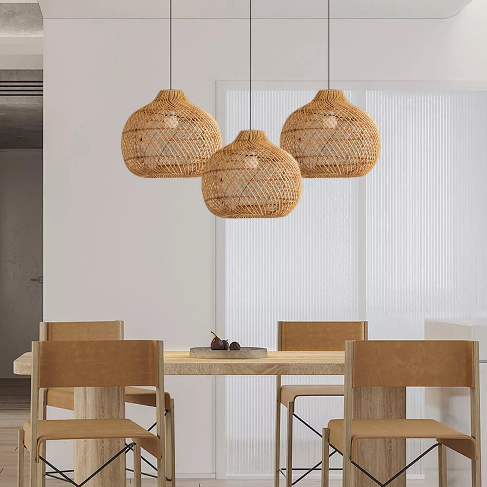 Ritta Design LED Pendelleuchte Rattan Schlafzimmer