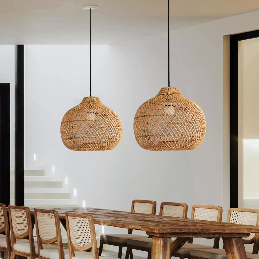 Ritta Design LED Pendelleuchte Rattan Schlafzimmer