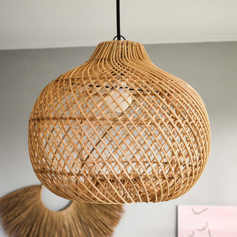 Ritta Design LED Pendelleuchte Rattan Schlafzimmer