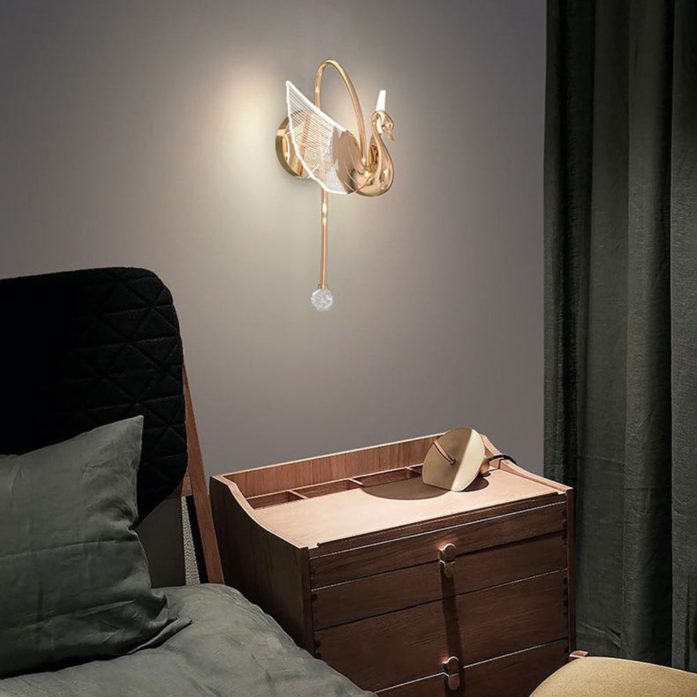 Kady Deco Schwan LED Wandleuchte Gold/Rose Gold Schlaf/Wohnzimmer Acryl&Metall