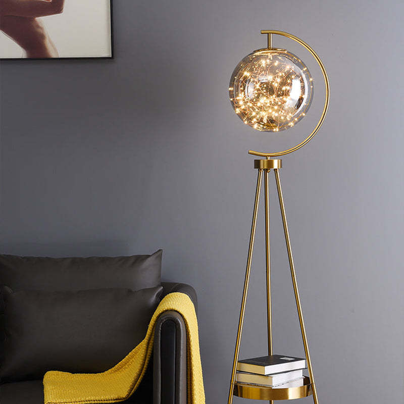 Kady Moderne Sternenkugel Glas Stehlampe, Gold, Schalfzimmer