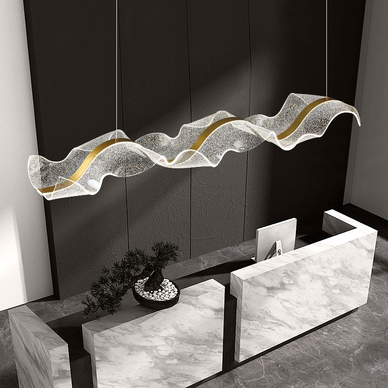 Kirsten Pendelleuchte Designer Wave Acrylic, Weiß/Gold, Esszimmer