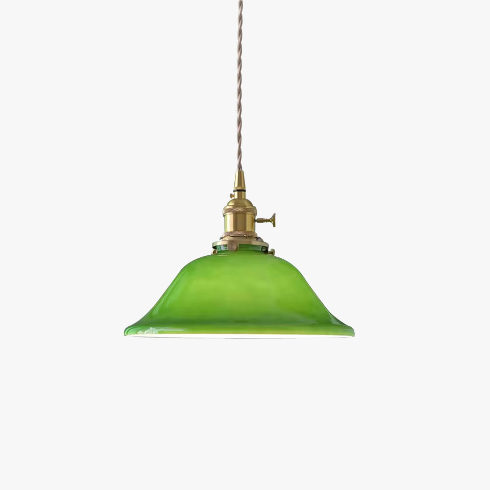 Hailie Rustic Vintage LED Pendant Light Green Copper Glass Dining Room