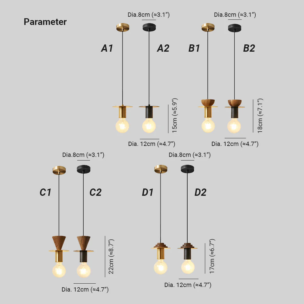 Hailie Modern Pendelleuchte Kupfer Walnuss Schlafzimmer/Esszimmer