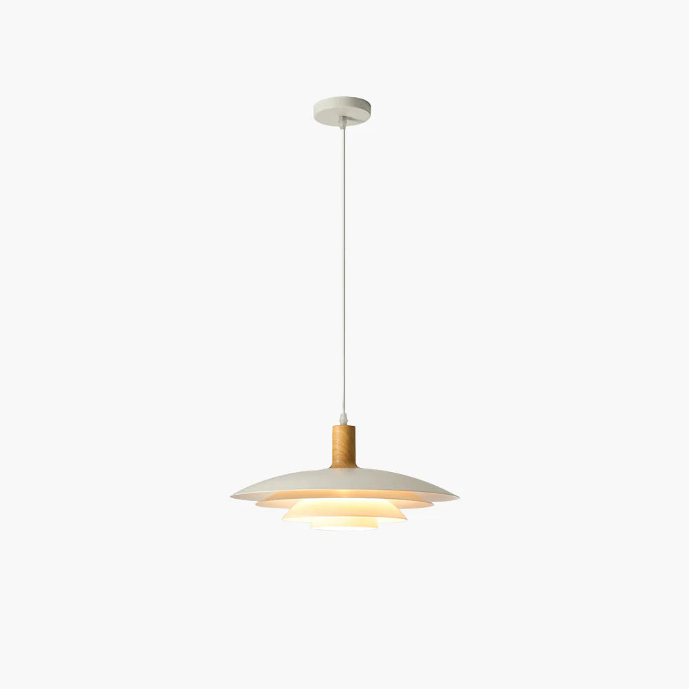 Morandi Moderne LED Pendelleuchte Weiß Holz Metall Schlafzimmer