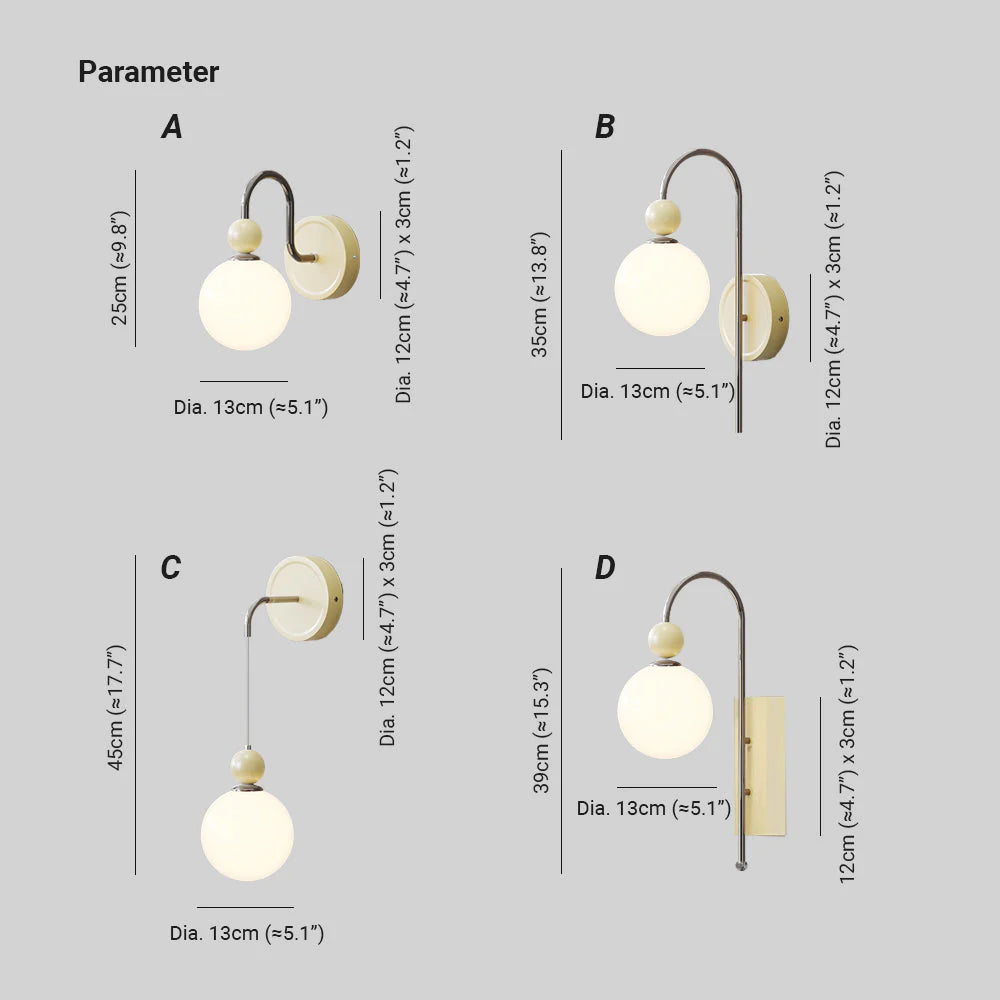 Morandi Modern LED Innenwandleuchte Rot Kaffee Glas Schlafzimmer