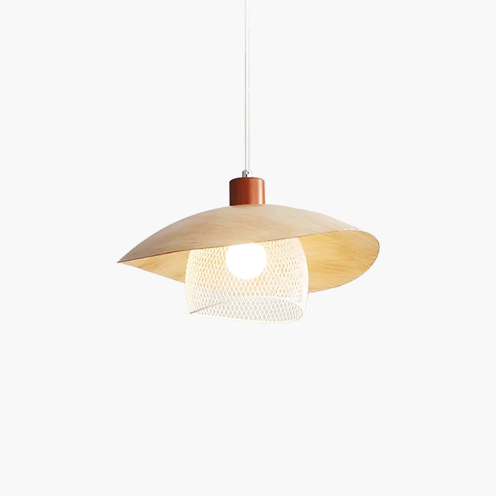 Eveline Modern LED Pendelleuchte Beige Grün Holz Metall Wohnzimmer