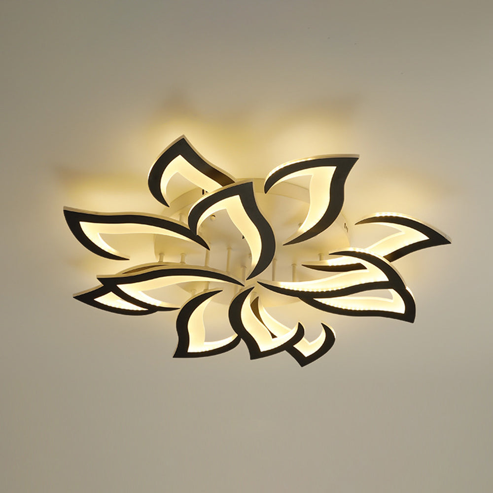 Hana Moderne Blume LED Deckenleuchte Schwarz/Weiß Wohn/Schlafzimmer Hardware Acryl