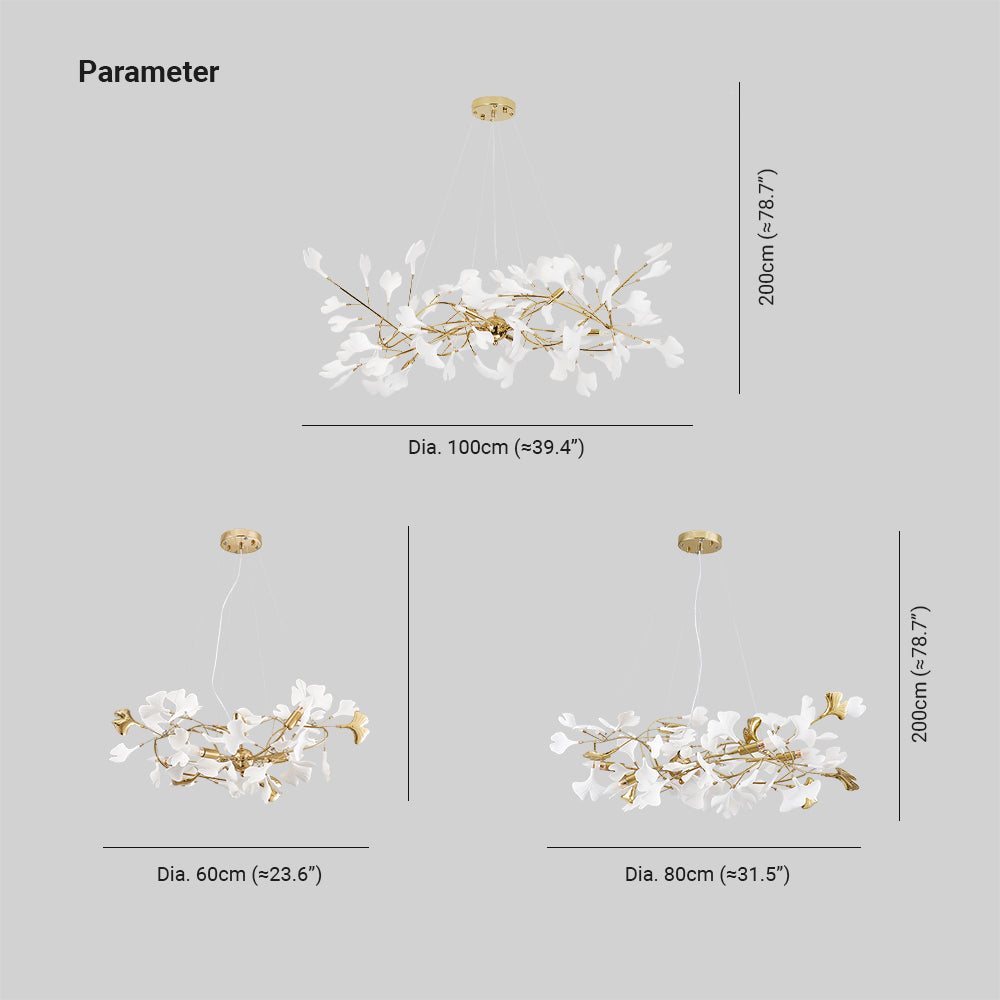 Olivia Modern Kronleuchter Blumen Gold/Weiß Wohnzimmer Metall/Keramik