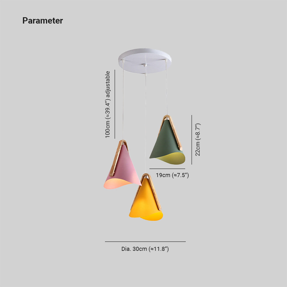 Morandi Modern LED Pendelleuchte Kegel Esstisch 5 Farben Holz Metall