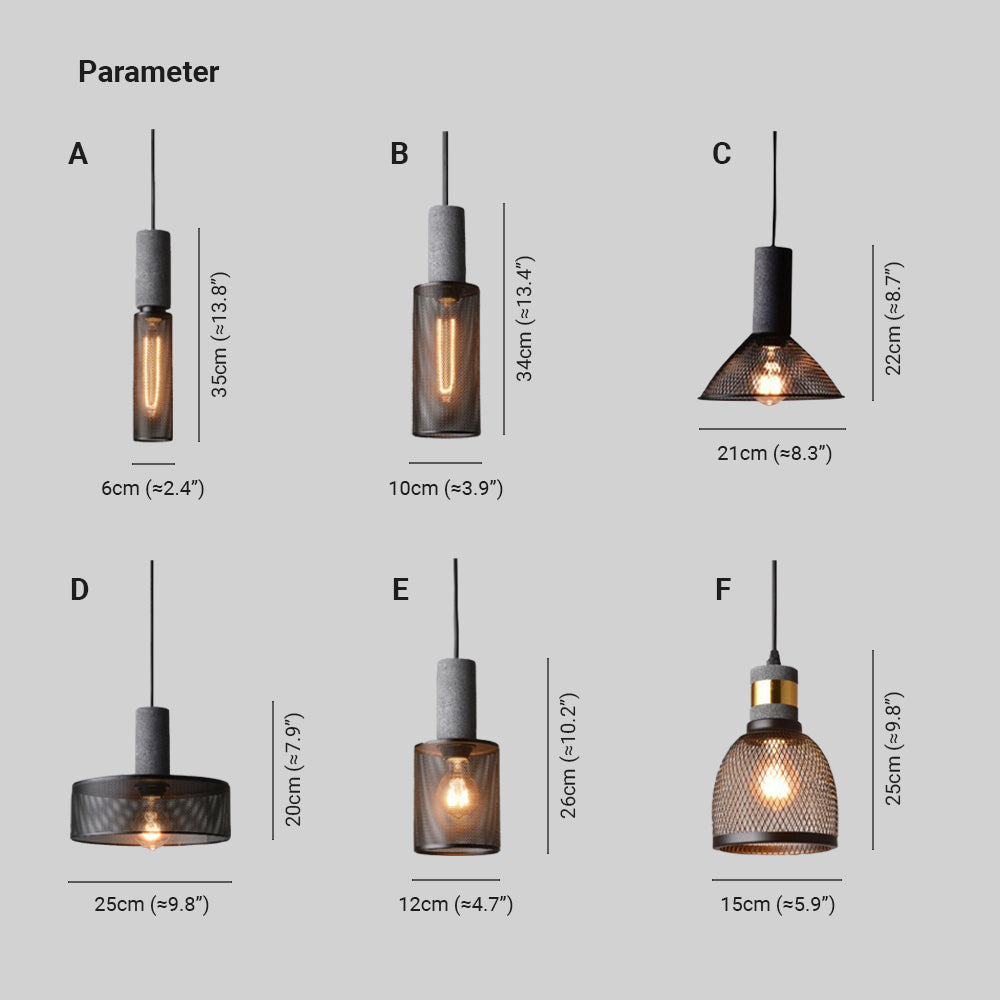 Zaid LED Design Pendelleuchte Wohnzimmer Industrial, Schwarz, Cement Metall