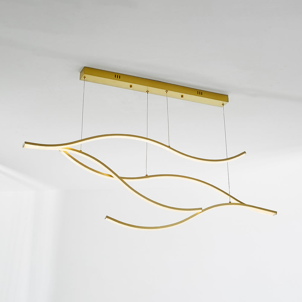 Louise Nordlux LED Pendelleuchte Linear Esszimmer, Schwarz/Gold, Metall
