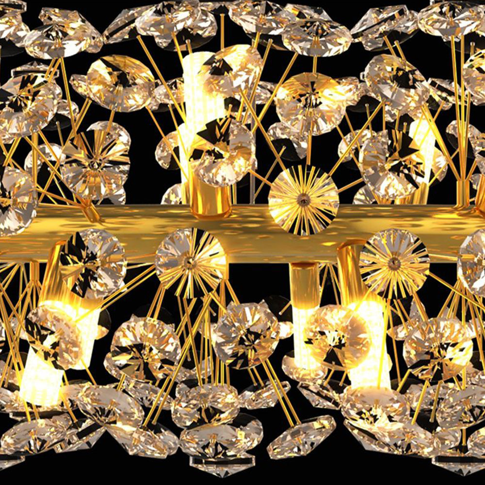 Lili Luxury Lineal/Blumen-Kronleuchter, Gold, Metall/Kristall