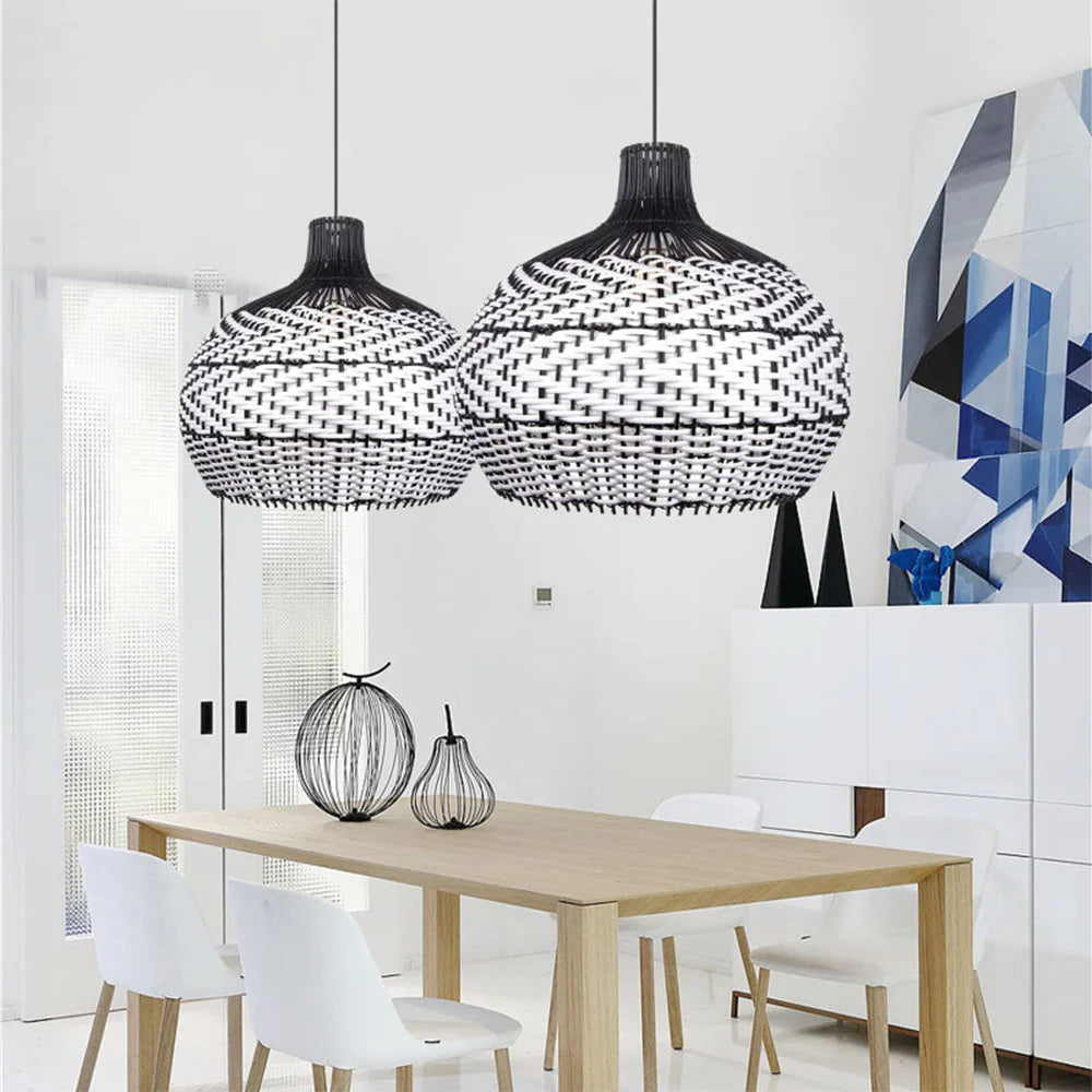 Ritta Modern LED Pendelleuchte Rattan Wohn/Esszimmer