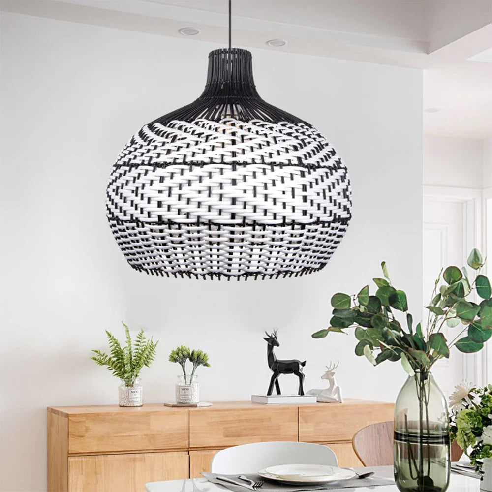 Ritta Modern LED Pendelleuchte Rattan Wohn/Esszimmer