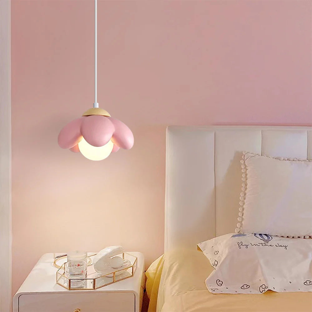 Hailie Modern Blume LED Pendelleuchte Holz Schlafzimmer